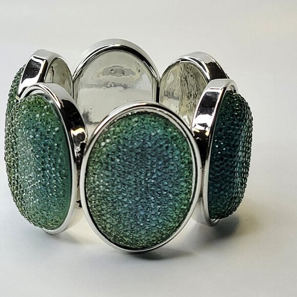 Green Glitter Stretch Fashion Bracelet Casual Wrap Bracelet - Picture 3 of 8